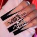 24 Pcs Long Coffin Fake Nails Black French Tip Press on Nails Silver Snake Rhinestone Glue on Nails Exquisite Design Acrylic False Nails Full Cover Stick on Static Nails for Women Manicure Decoration long coffin black fr...