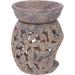 GURU Indian Fragrance Lamp | Essential Oil Diffuser & Tealight Holder | Aromatherapy Aroma Lamp - Round Flower Tendril 2 Beige (10x7.5x7.5 cm) - Buy Online on GoSupps.com