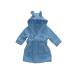 Leela Cotton Baby Kids Bathrobe Organic Cotton with Hood Terry Cloth 98-104 Blue