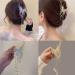 Large Butterfly Hair Claw Clip  2Pcs Pearl Flower Hair Clamps with Tassel Nonslip Barrette Hairpin for Hair Styling-B2