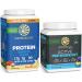 Active Preworkout Hydration Blend & Vanilla Organic Plant Based Protein Powder Set | Bundle & Save | Non-GMO Soy Dairy Filler & Gluten Free (32 Servings Protein 30 Servings Blue Rasp Pre Workout)