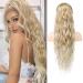 REECHO Ponytail Extension 26" Long Beach Wave Drawstring Pony Hair Extension Synthetic Pony Tail Hairpiece for Women - Dark Blonde with Light Ends