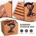 Professional Salon Scissor Shear Holder Box - Brown Wooden Desktop Storage for Hairdressers & Groomers | 4-Grille Sponge Holder with Comber Clips Stand - Buy Online on GoSupps.com