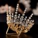 SWEETV Queen Crown for Women, Full Round Wedding Tiara, Rhinestone Birthday Crown for Cake Topper, Costume Hair Accessories for Prom Party, Gold