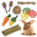AKlamater 14Pcs Rabbit Chew Toys Natural Sticks for Rabbits Loofah Wood Grass Ball String for Rabbits Guinea Pig Hamsters Chinchilla