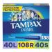 Tampax Pearl Plastic Tampons Light/Regular/Super Absorbency Multipack 188 Count Unscented (47 Count Pack of 4 - 188 Count Total) - Packaging May Vary