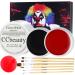 CCbeauty Clown Makeup Kit Professional White Black Red Face Paint Foundation Cream, 6 Brushes,Red Nose for Halloween Special Effects SFX Joker Skeleton Vampire Zombie Cosplay Dress Up Makeup 01# Clown White + Black + Red F