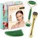 3-in-1 Derma Roller Jade Roller and Gua Sha Facial Tool Set. With Titanium Microneedle Roller REAL Stone Jade Face Roller and Eye Roller Guasha Scraper and Serum Guide. Safe Microneedling at Home