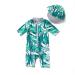 BONVERANO Baby Boys Swimsuit Toddler Bathing Suit Short-Sleeve Zipper One Piece Swimwear with UPF 50+ Sun Protection 9-12 Months Bamboo
