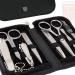 Buy Premium 8-Piece Manicure Set for Men | Three Swords Nail Care Set in Real Leather Case - Includes Beard Scissors Nail Clippers Tweezers & More - Black - Buy Online on GoSupps.com