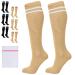 360 RELIEF - Flight Compression Socks Supports | Blood Circulation Travel Work XXL 2Pairs-Beige with 2 White lines
