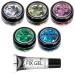 Classic coarse -grained glitter from Moon Glitter - 100% cosmetic glitter for face body nails hair and lips - 3G - set with 5 colors