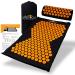 LyfeFocus Acupressure Mat & Pillow Set with Travel Bag - Cushioned Spike Acupuncture Massage Mat for Back Neck & Shoulder Pain Relief - Easing Muscle Tension & Stress (Black & Orange)