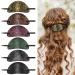 No lifts 6 pieces of hair clip with a rod synthetic leather oval shape hair clip hair slide ponytail holder hair accessories in the Bohemian style hair clip with wooden slide tab for women and girls oval