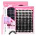 wiwoseo Cluster Lashes Individual Cluster Lash Extension Kit with Lash Bond and Seal Lash Glue Individual Eyelash Extension Kit with Tweezers for Self Application at Home(0.07D Volume 8-16MM) G-cluster lashes kit 8-16MM
