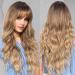Haircube ombre blonde brown wig for women long corrugated wigs with pony tiered synthetic wigs natural look convenient and breathable blonde#