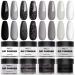 8 Colors Dip Powder Nail Set Classic Black White Gray Collection Glitter Pastel Dip Nails Powder Kit DIY Salon Home Gift for Women No Need Nail Lamp Cured (Excludes liquids) Black white and grey series