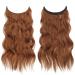 FESHFEN Invisible Wire Hair Extensions - Long Wavy Copper Red Synthetic Hair Piece 16 inch - Buy Online on GoSupps.com