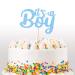 Cakeshop It's a Boy Glitter Cake Topper Baby Cake Topper Decoration Baby Boy - Double Sided 400gsm Glitter Card Choice 14 of Colours and Loads of Styles (Baby Blue)