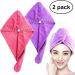 Frcolor Hair Drying Cloth - 2PC Microfiber Hair Turban Set for Fast Drying | Pink & Purple - Buy Online on GoSupps.com