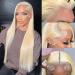 Blonde Lace Front Wigs Human Hair Straight 13x4 HD Transparent Lace Frontal Wig 10A Brazilian Virgin Human Hair Wigs for Women Pre Plucked Bleached Knots with Baby Hair 150% Density Glueless 613 Wig(20Inch) 20 Inch 613 B...