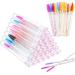 110 Pieces Disposable Mascara Wands Set Includes 30 Reusable Diamond Empty Eyelash Brush Tube and 80 Crystal Lash Eyelash Brushes Eyebrow Applicator for Women Girls Makeup (Pink Eye Pattern)