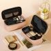 ROWNYEON Small Dual Layer Travel Makeup Bag - Pink | Portable Waterproof Toiletry Pouch and Brush Holder | Professional Organizer and Cute Case - Buy Online on GoSupps.com