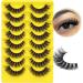 Cat Eye Lashes D Curl Russian Strip Lashes 17mm Fluffy False Eyelashes Clear Band Eyelashes Dramatic Faux Mink Lashes (Black (8 pairs)) - Buy Online on GoSupps.com