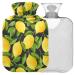 NAANLE hot water bottle with watercolor lemons with reference transparent hot water bottle 1 l for bed hand feet warmer pain relief heat and cold therapy