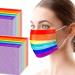 Tomorotec 60PCS Rainbow Disposable Face Masks with Purple Elastic Ear Loops - 3-Layer Soft Fit for Adults - Buy Online on GoSupps.com