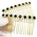 PRETTYLIFE Bridal Crystal Side Combs 2pc Set - Dark Green Wedding Hair Accessories for Women & Girls - Buy Online on GoSupps.com