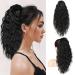 PORSMEER Ponytail Extension Claw Clip Ponytail Hair Extensions Black Natural Looking Long Curly Wavy Multi Layered Fluffy Synthetic Hairpiece for Women Girls Daily Wear or Party 18inch