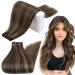 Runature real hair drinking weft extensions real hair dark brown with ash brown sew in weave human hair bundle extensions tresse 45cm 18 inch #2p8a 100g 45cm 2-treats #2P8A