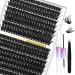 Lankiz eyelashes Extensions Set 60d+80d DIY LASH Extension Set 312pcs eyelash extension set D CURL 9-16mm Mix Single Eyelnation with eyelash adhesive & Applicator eyelash Cluster Kit (60d+80d -d-kit)