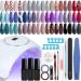 Lavender Violets 48pcs Gel Nail Polish Kit with U V Light, 27 Colors Soak Off Gel Nail Set with Soft 54W LED Nail Dryer No Wipe Base Top Coat Nail Decorations Manicure Tools All-In-One Salon Kit Q975