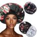 KimKSlay Satin Bonnet for Women - Black Flowers - Double Layer - Adjustable Cap for Long Hair, Braids, Dreadlocks, Curly Hair - Buy Online on GoSupps.com