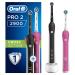 Oral-B Pro 2 Electric Toothbrush with Smart Pressure Sensor 2 Handles 2 Cross Action Toothbrush Heads 2 Modes with Daily Clean Gifts for Men/Women 2 Pin UK Plug 2900 Black & Pink