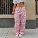 Gufesf Women's Parachute Pants - Drawstring Elastic Low Waist Sweatpants, Loose Baggy Y2K Cargo Trousers with Pockets (Ak-c-pink, X-Large) - Buy Online on GoSupps.com
