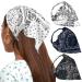 Awaytr Elastic hair band with flower pattern chiffon headscarf headband flower hair scarves with hair clips hair band anas 3 pieces cashew (black/navy blau/white) 3 count (pack of 1)