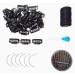 Wig Clips Set - Hair Extension Snap Hair Clips Wig Grip 9-teeth - Wigs Making Set - Weave Wefts - Needles Thread Weaving Kit - Black