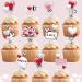 Red White Black Love Heart Cupcake Topper for Valentines Day Decoration Engagement Proposal Wedding Party Supplies
