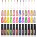 Kredioo Reflective Glitter Gel Nail Polish Gel Liner Nail Art Polish Sparkle Flash Diamond Painted 12 Colors UV Lamp Cured Soak-off Polish Golden Pink Silver Neon DIY Home Salon Manicure Gel Glitter Gel Liner 12