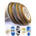 Valuu 6 Rolls Glitter Nail Art Stripping Tape Set - Gold and Silver Shiny Matte Decoration Strips for DIY Nail Tip - 1mm 2mm 3mm Adhesive Decals - Buy Online on GoSupps.com