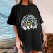 Mama Rainbow Print T Shirt for Women - Funny Letter Graphic Tee - Plus Size Summer Casual Top - Buy Online on GoSupps.com