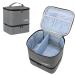 GR69N Nail Polish Organizer and Nail Lamp Case-Portable Nail Polish Holder Holds 30 Bottles(2ml-15ml) and 1 Nail Light-Upgraded 2 Layers Nail Polish Storage Bag with Stable Dividers-Grey