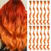 Orange colored hair extensions clip in for girls 17 inch colorful curly wavy hair extensions for party highlight hair accessories hair parts for children women (12 pcs orange)
