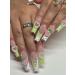24pcs Heart Green Coffin Fake Nail Strawberry Press on Nails Trendy Frogs Coffin Nails Luxurious Nails Acrylic Nails Fake Nails For Women Girls