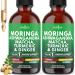 Moringa Supplement Drops - Ashwagandha, Spirulina, Chlorella, Turmeric & Ginger Liquid Barley Grass with Chlorophyll, Matcha, Algae, Vitamin C Antioxidant, Holy Basil, Ceylon Cinnamon - 4fl Oz 2 Fl Oz (Pack of 2)