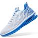 Autper Mens Air Athletic Running Tennis Shoes Lightweight Sport Gym Jogging Walking Sneakers US 6.5-US12.5 10 White/Blue