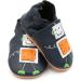 Dotty Fish Soft Leather Baby Shoes for Boys | Non-Slip Suede Soles | Silver Robot Design | 3-4 Years Size - Buy Online on GoSupps.com